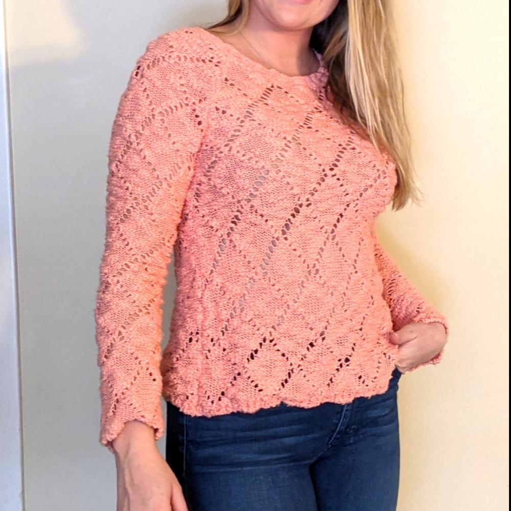 Flowey pink texured sweater